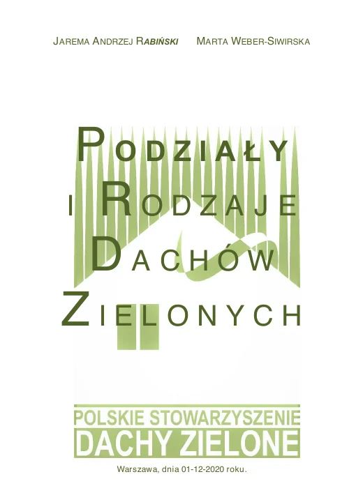 Okładka lub pierwsza strona: Podziały i rodzaje „dachów zielonych”
