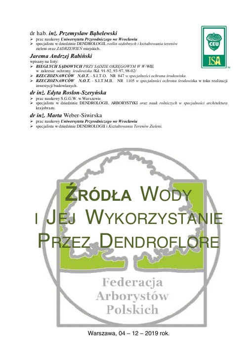 Okładka lub pierwsza strona: Źródła wody i jej wykorzystanie przez dendroflorę